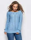 Вязаный свитер голубого цвета