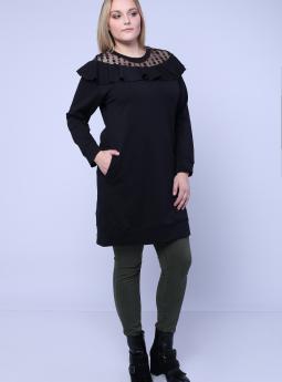 Платье Черное платье-туника от Stella Milani с длинным рукавом