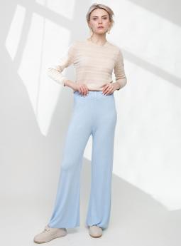 Брюки Трикотажные широкие брюки клеш голубого цвета от Made in Italy