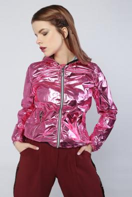 Джинсовка Блестящая розовая куртка BLUDEISE