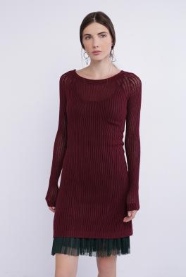 Платье Вязаное бордовое платье от J&K