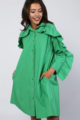 Рубашка Зеленая рубашка-туника Stella Milani с воротником