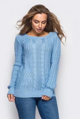 Свитер Вязаный свитер голубого цвета