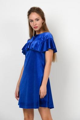 Платье Синее платье из велюра до колен