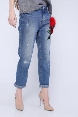 Джинсы Голубые джинсы с цветком от I fashion
