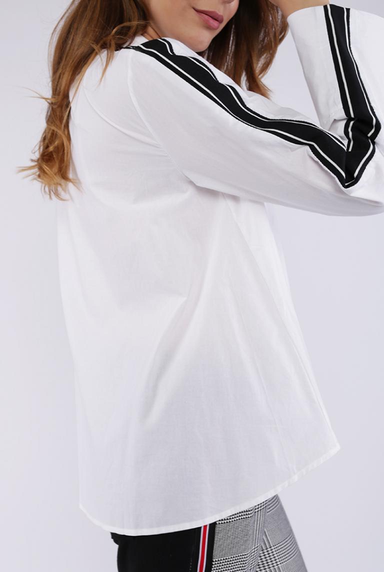Однотонная белая рубашка Bludeise с лампасами
