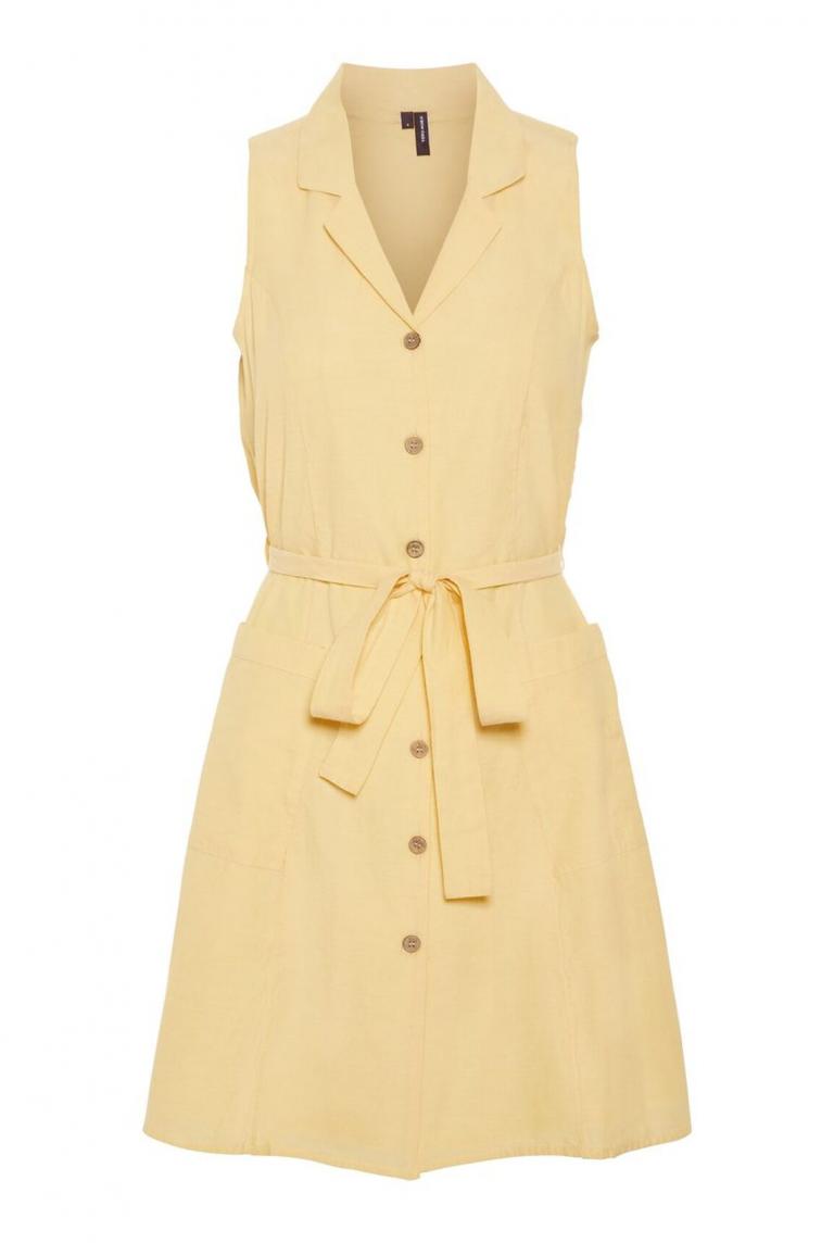 Желтое легкое летнее платье из хлопка от Vero Moda