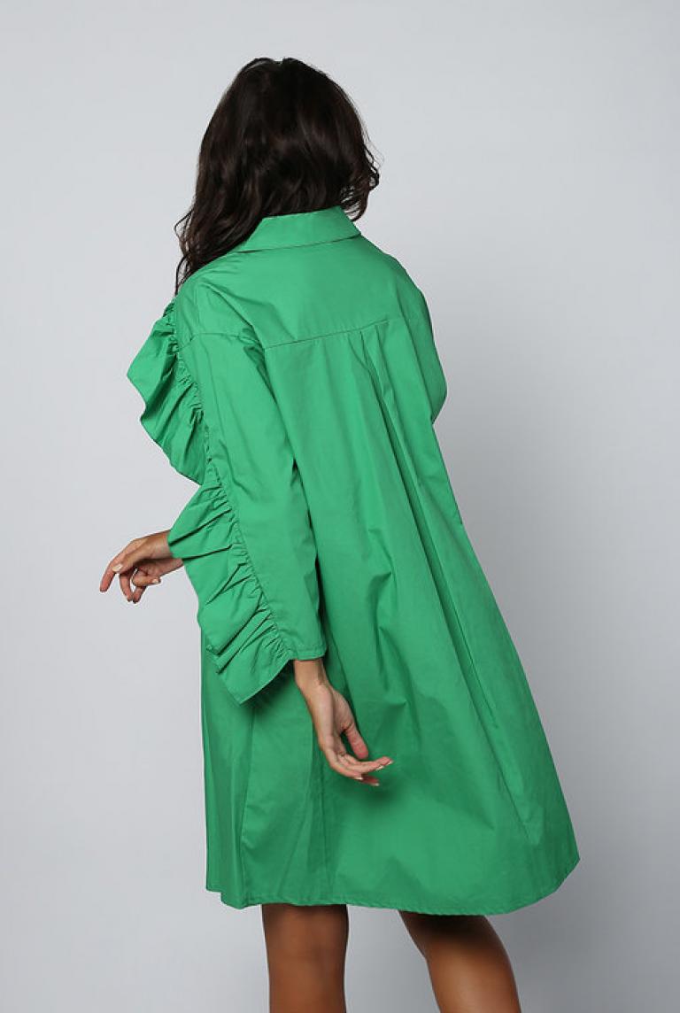 Зеленая рубашка-туника Stella Milani с воротником