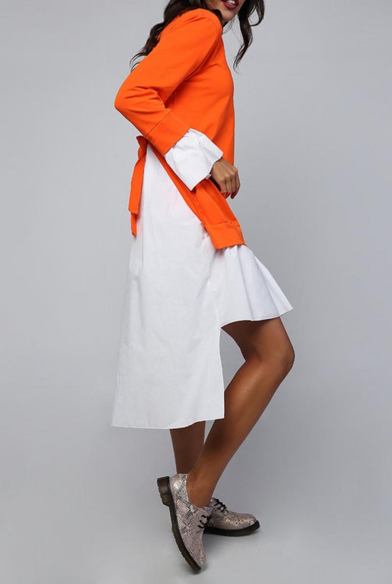 Платье Stella Milani длинное бело-оранжевое