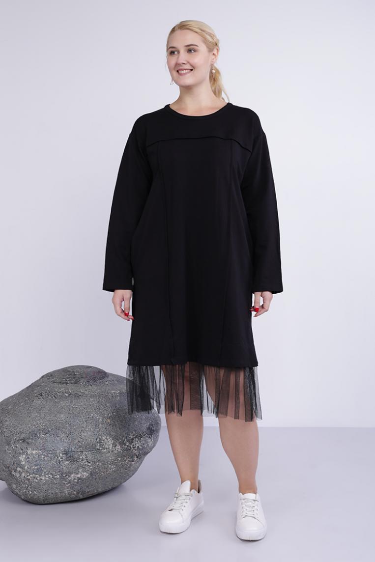 Черное платье Stella Milani с длинным рукавом