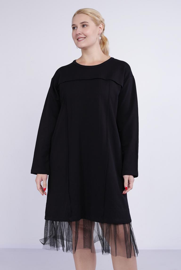 Черное платье Stella Milani с длинным рукавом