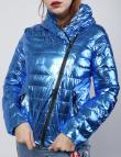 Тонкая блестящая куртка BLUDEISE голубого цвета