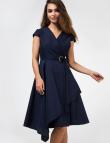 Шикарное темно-синее платье из натуральной ткани