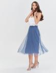Легкая синяя юбка миди с сеткой от Liqui