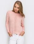 Удобный вязаный свитер розового цвета