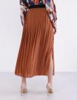 Плиссированная коричневая юбка с разрезом от Coolples 