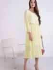 Лимонное платье с плиссированной юбкой Coolples Moda
