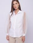 Белая блузка с прозрачными рукавами от Liqui