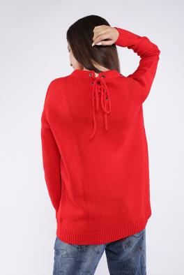 Свитер Красный свитер Ada Gatti на декоративной шнуровке