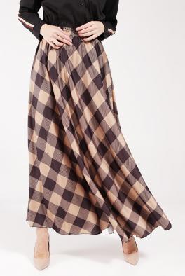 Юбка Клетчатая юбка в пол коричневого цвета от BluRoyal