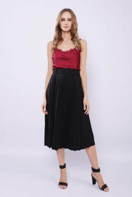 Юбка Плиссированная юбка с ремнем черного цвета от Pink Black