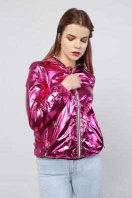 Джинсовка Блестящая темно-розовая куртка BLUDEISE