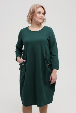 Платье Стильное темно-зеленое платье с карманами плюс сайз от L&N