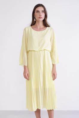 Платье Лимонное платье с плиссированной юбкой Coolples Moda