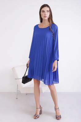 Платье Плиссированное короткое синее платье от Coolples Moda