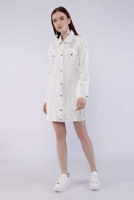 Джинсовка Джинсовая куртка-платье Miss Two белая