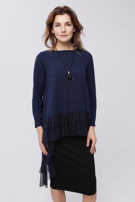 Блузка Темно-синяя удлиненная блуза от Stella Marina