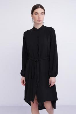 Платье Черное удлиненное платье Liqui на пуговицах