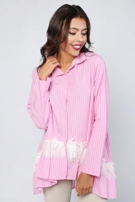 Блузка Ассиметричная блуза ONE LOVE в розовую полоску 