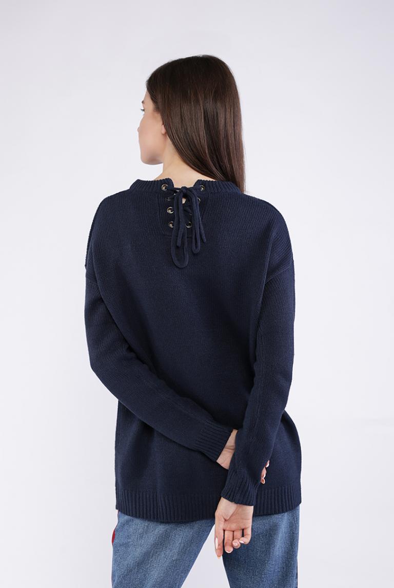 Темно-синий свитер Ada Gatti на декоративной шнуровке