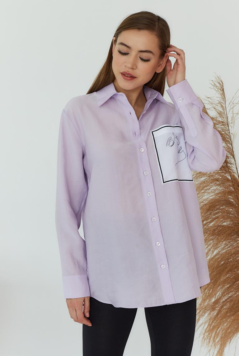 Сиреневая свободная блузка с рисунком от SETRE