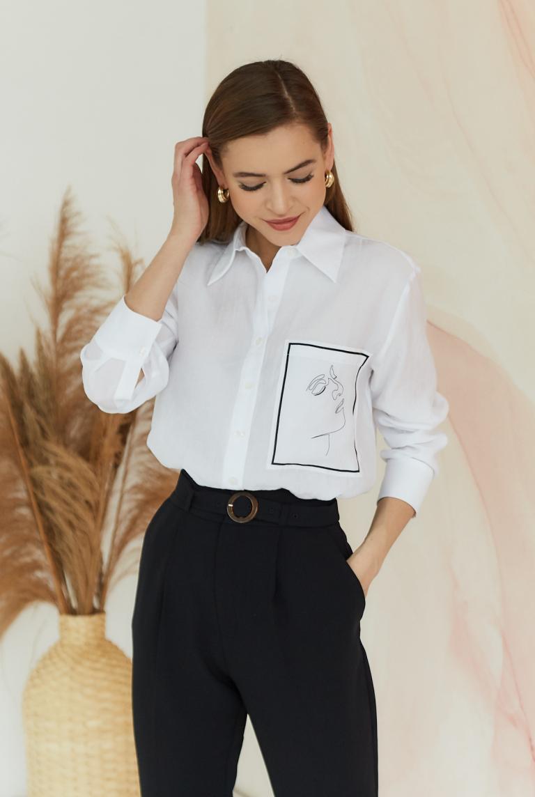 Белая свободная блузка с рисунком от SETRE