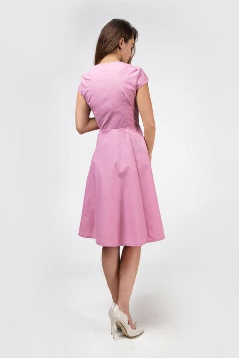 Шикарное розовое платье из натуральной ткани