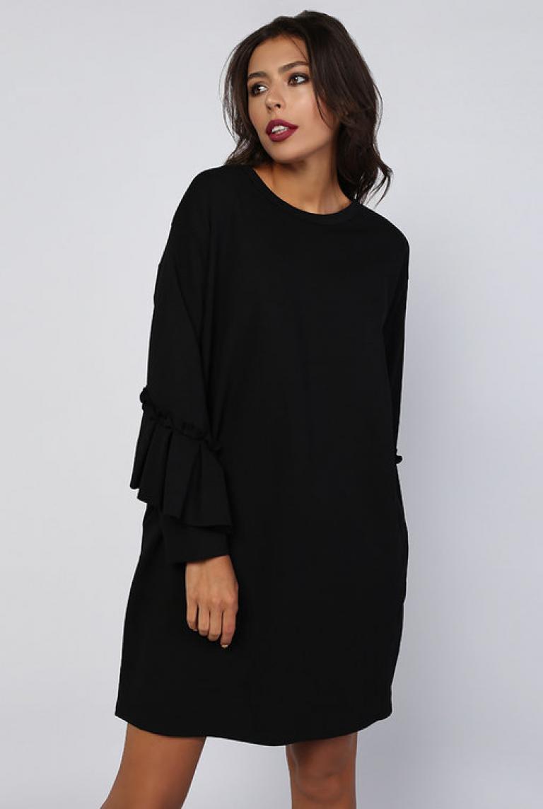 Платье чёрное с рюшами от Stella Milani 