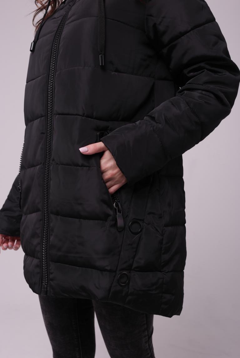 Черная удлиненная куртка от FLY