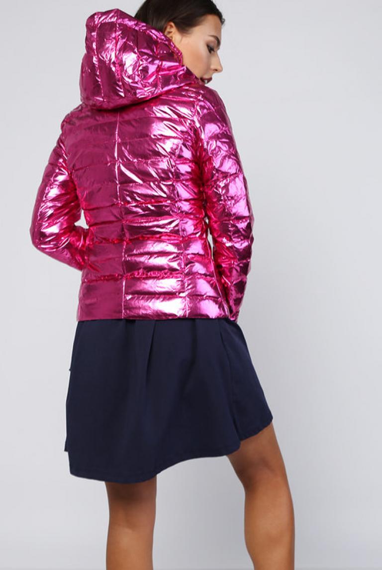 Тонкая блестящая куртка BLUDEISE темно-розового цвета