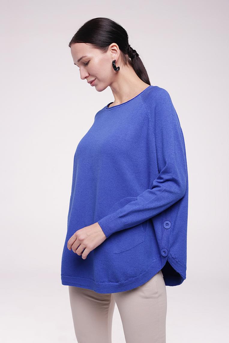 Стильный синий джемпер с карманами от E-Woman