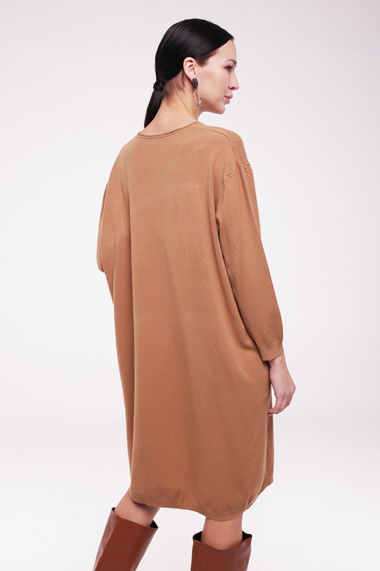 Трикотажное платье коричневого цвета от E-Woman