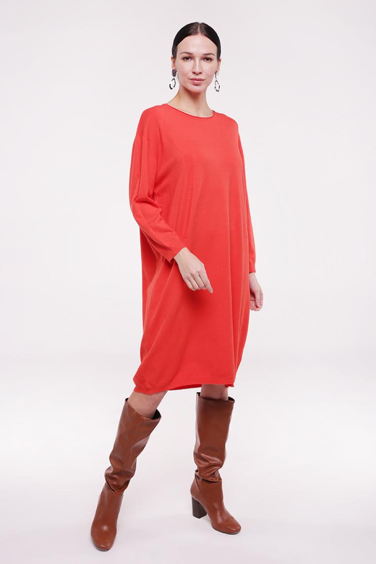 Трикотажное платье морковного цвета от E-Woman