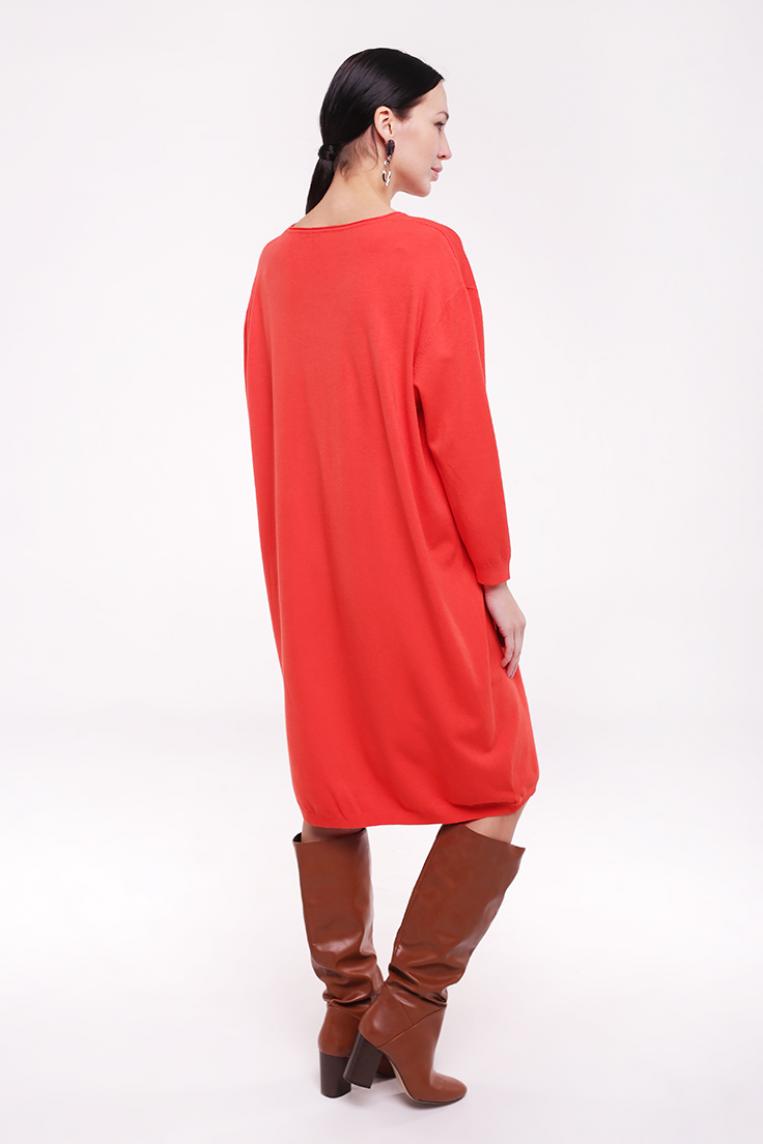 Трикотажное платье морковного цвета от E-Woman