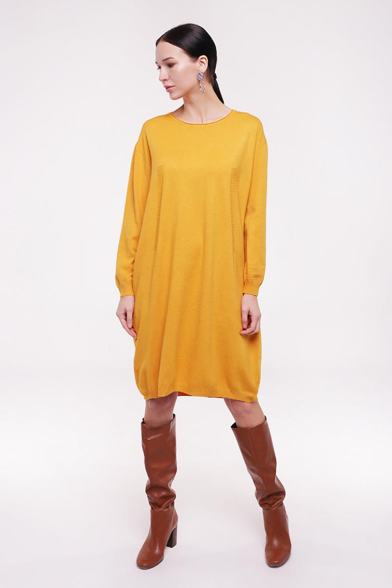 Трикотажное платье горчичного цвета от E-Woman