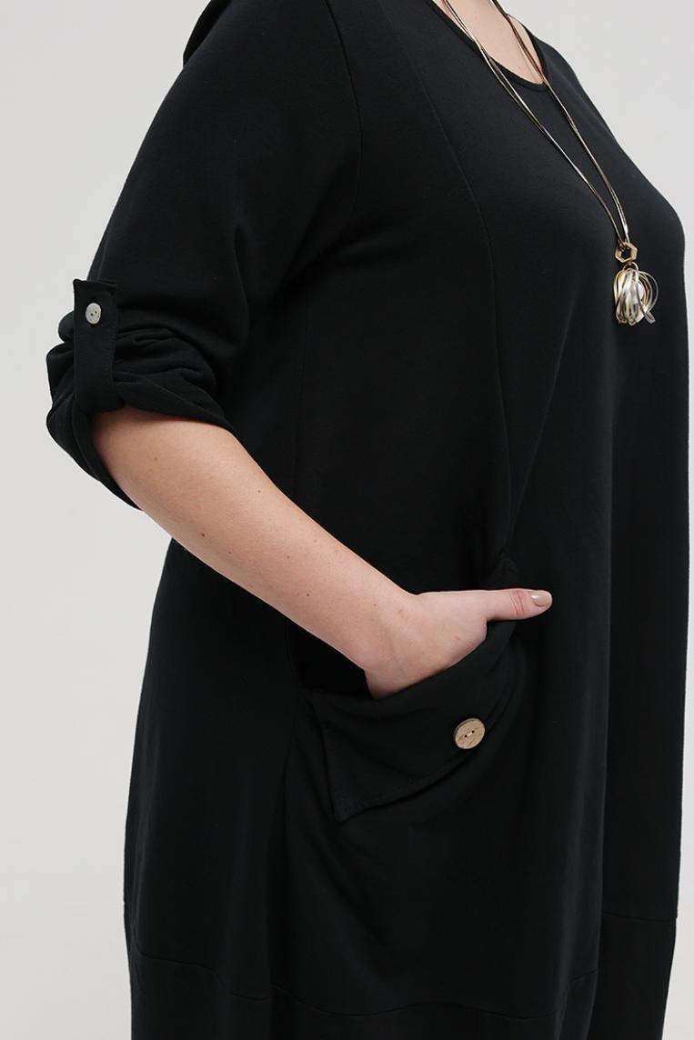 Стильное черное платье с карманами от L&N