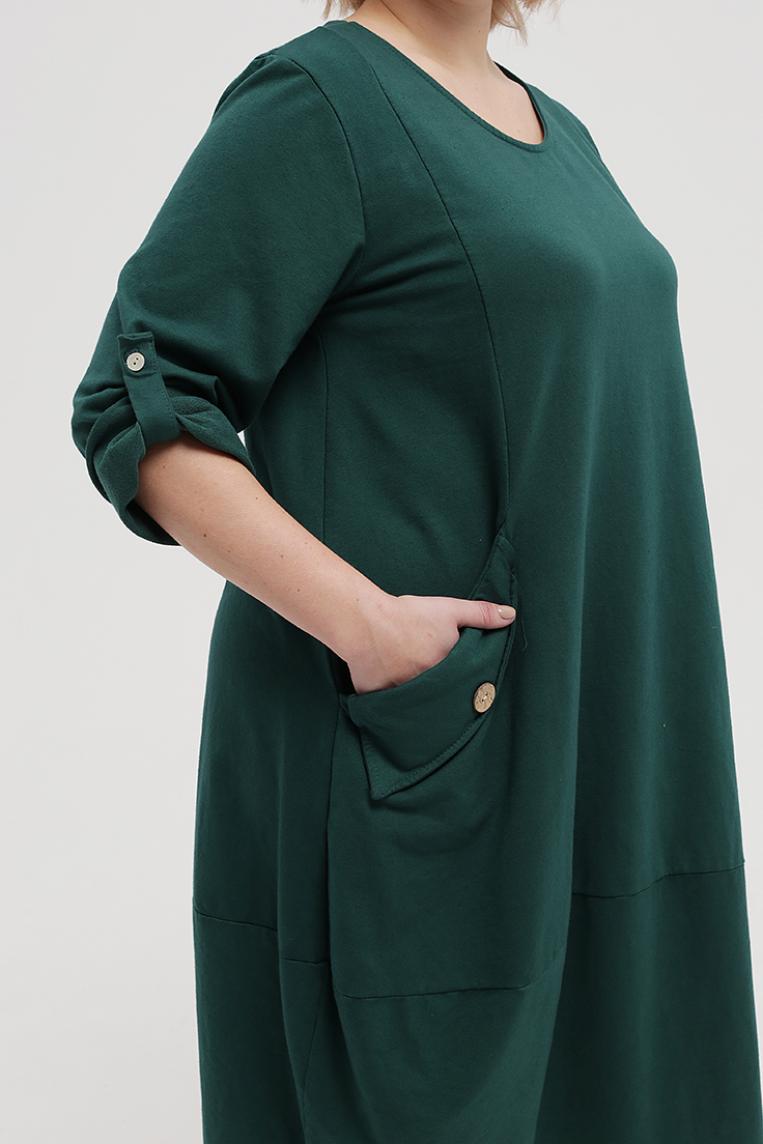 Стильное темно-зеленое платье с карманами от L&N