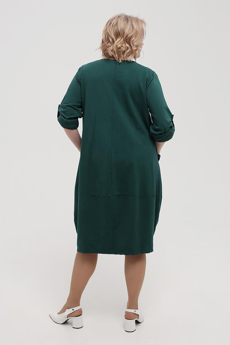 Стильное темно-зеленое платье с карманами от L&N