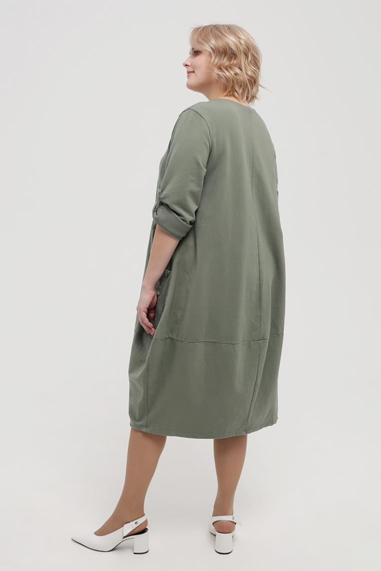 Стильное платье цвета хаки с карманами от L&N