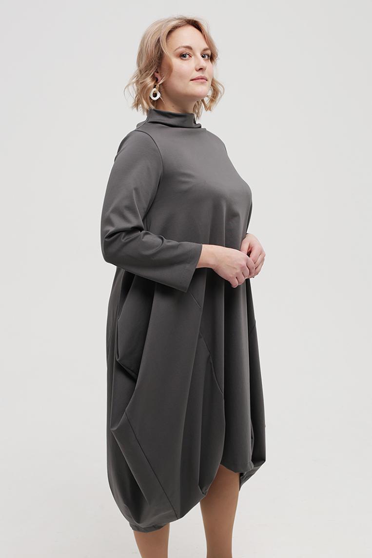 Стильное темно-серое платье с горлом от Wendy Trendy